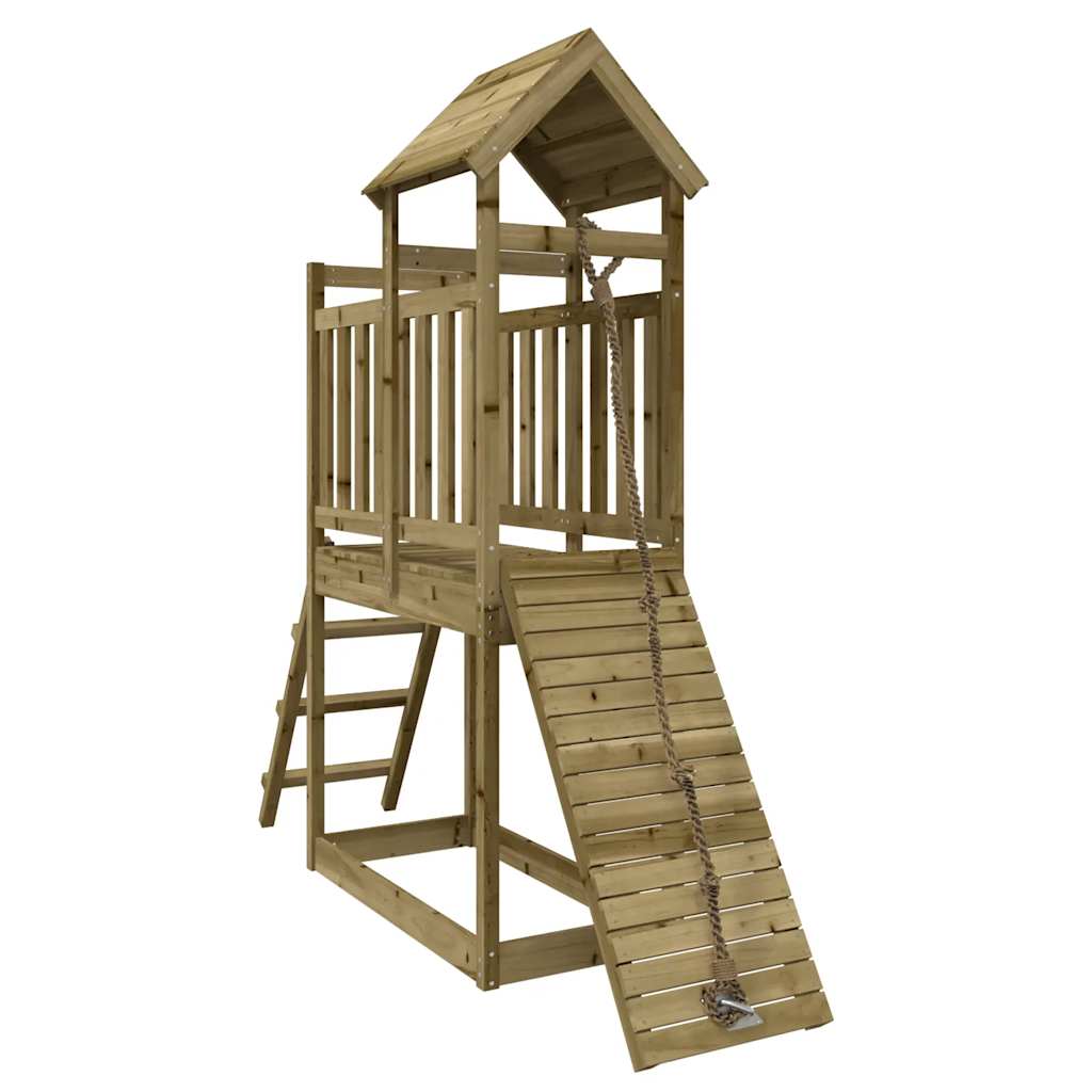 Spielturm mit Kletterwand Massivholz Kiefer