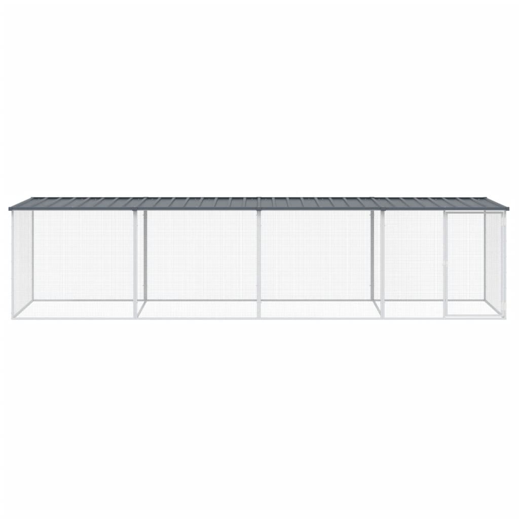 Hühnerkäfig mit Dach Anthrazit 203x98x90 cm Verzinkter Stahl
