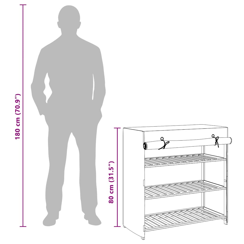 Schuhschrank mit Abdeckung Weiß 79 x 40 x 80 cm Stoff