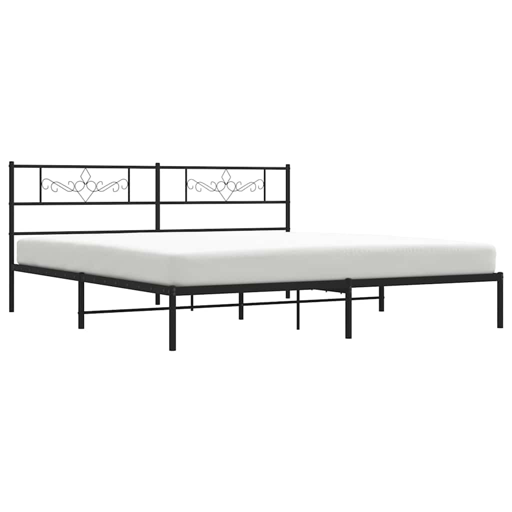 Bettgestell mit Kopfteil Metall Schwarz 100x190 cm