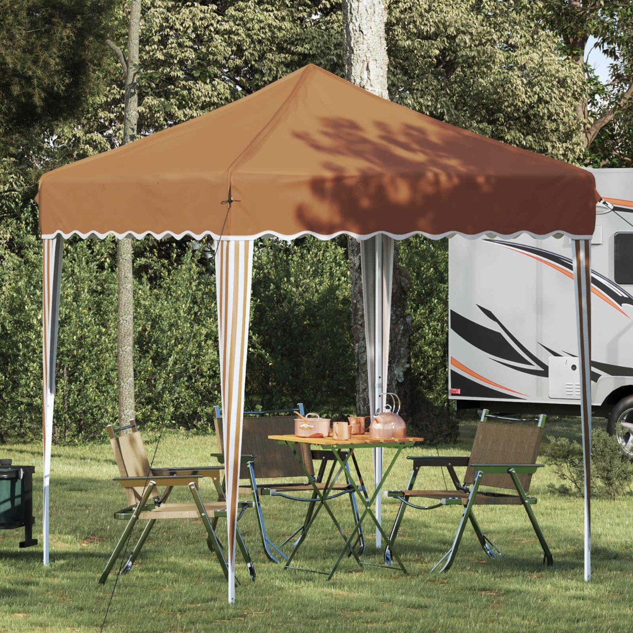 Pop-up Partyzelt 195 x 195 x 245 cm Creme Oxford-Stoff