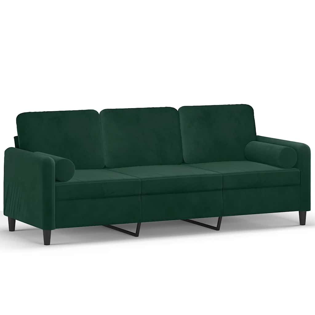 2-Sitzer-Sofa mit Zierkissen Dunkelgrün 120 cm Samt