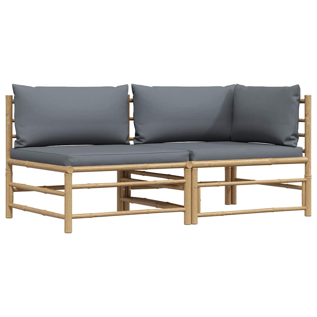 3-tlg. Garten-Lounge-Set mit Kissen Bambus