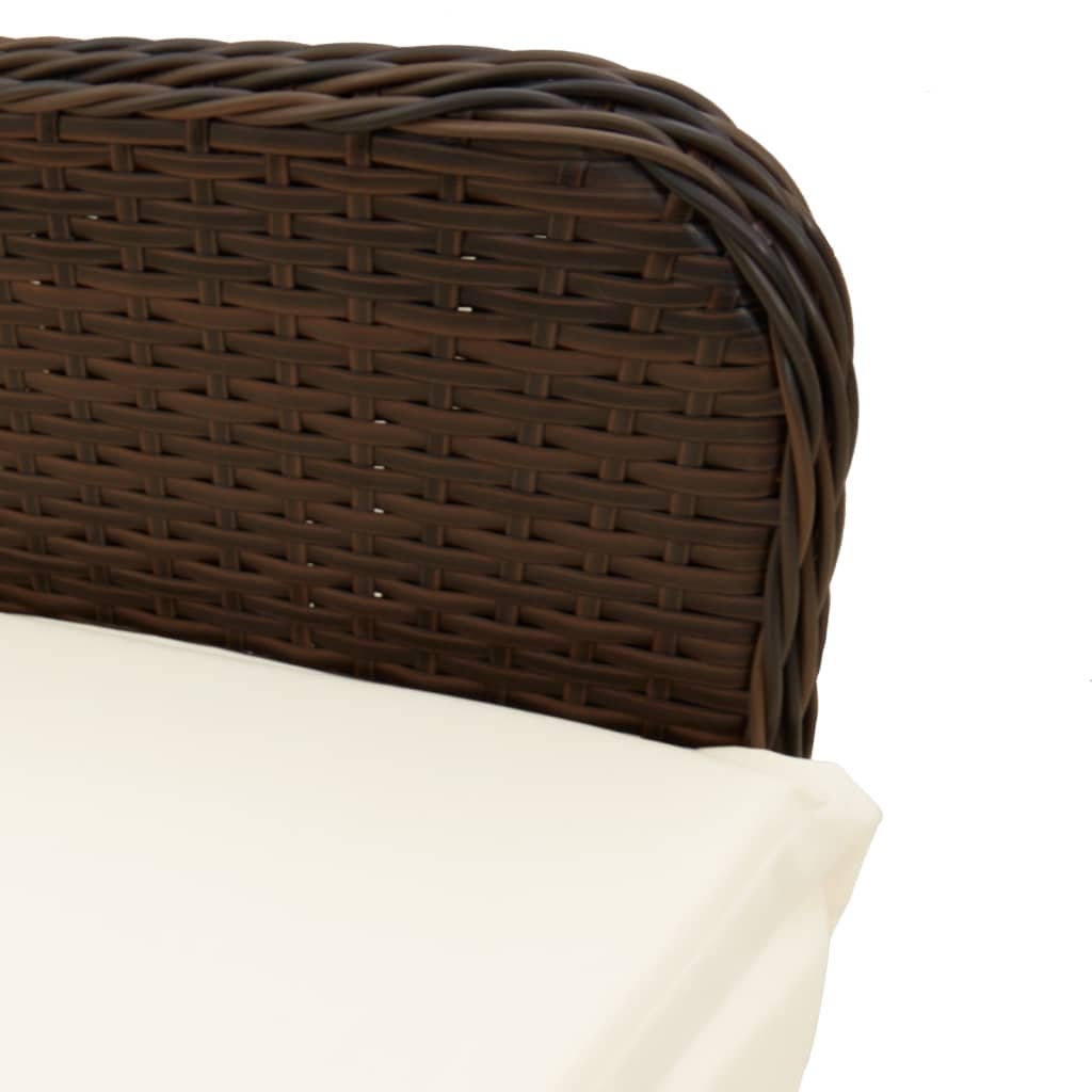 Gartensessel Verstellbar mit Kissen Schwarz Poly Rattan