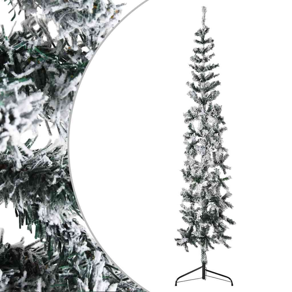 Künstlicher Halb-Weihnachtsbaum mit Ständer Schlank Weiß 180 cm