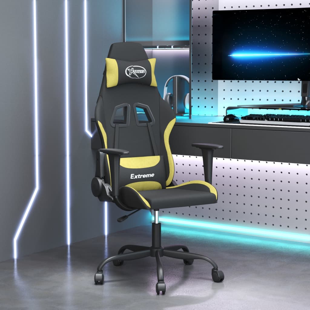 Gaming-Stuhl mit Massagefunktion Schwarz und Creme Stoff
