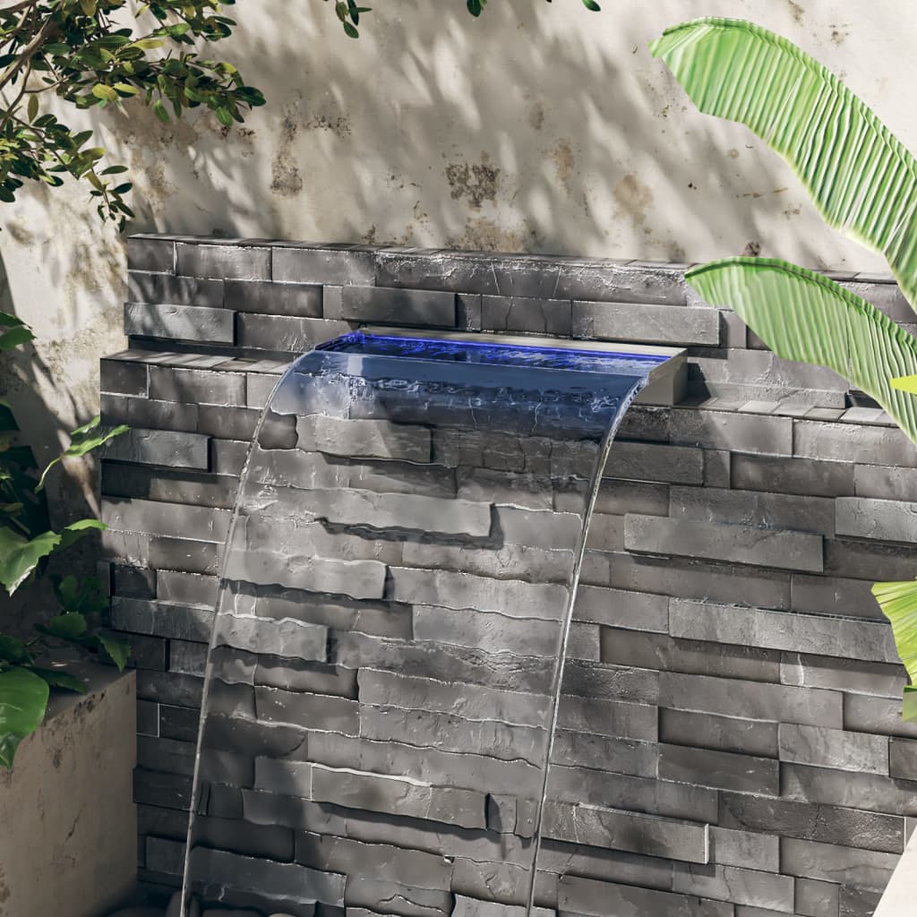 Wasserfall-Element mit RGB LEDs Edelstahl 30 cm