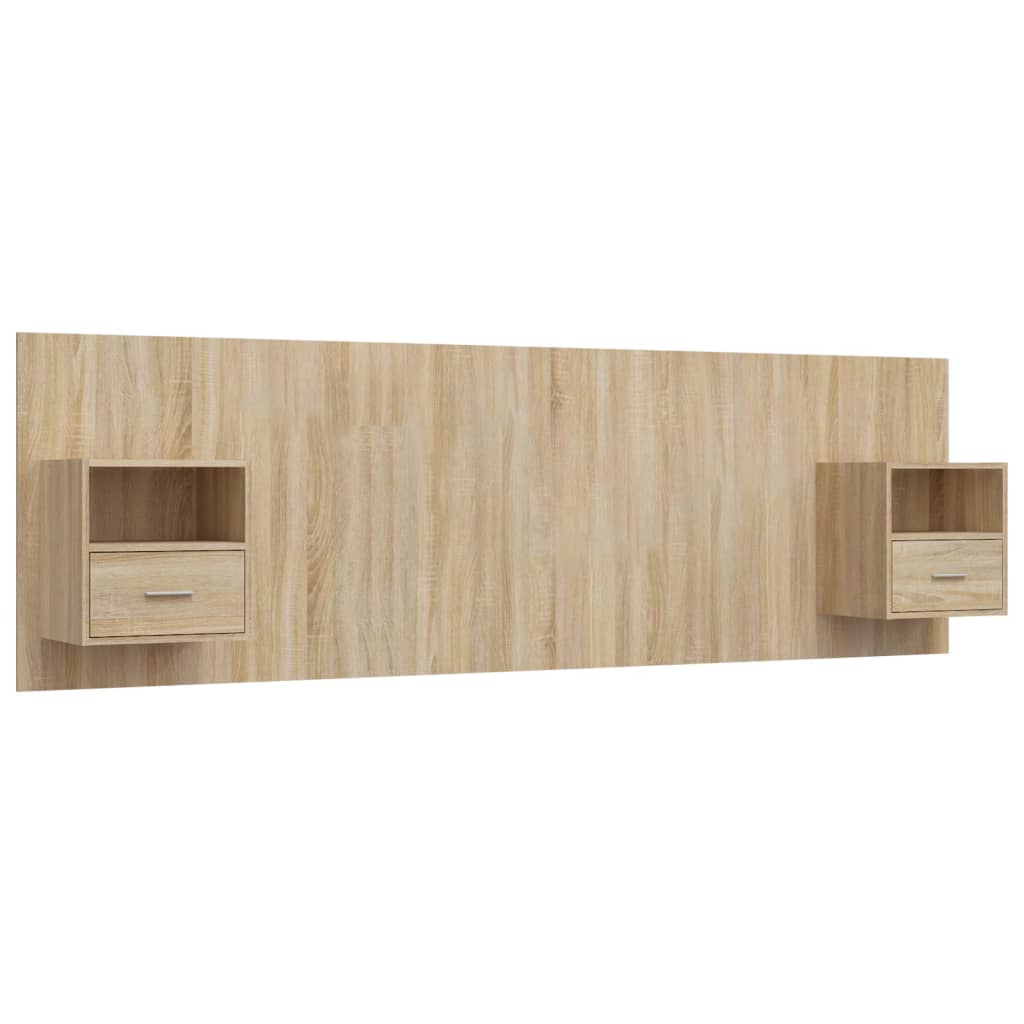 Kopfteil mit Nachttischen Weiß Holzwerkstoff