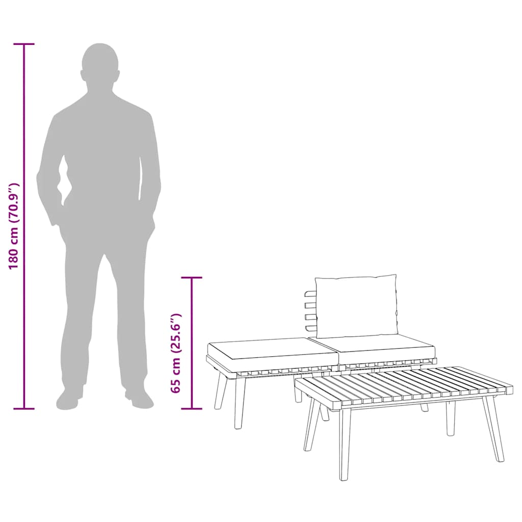 2-Sitzer-Gartensofa mit Kissen Massivholz Akazie