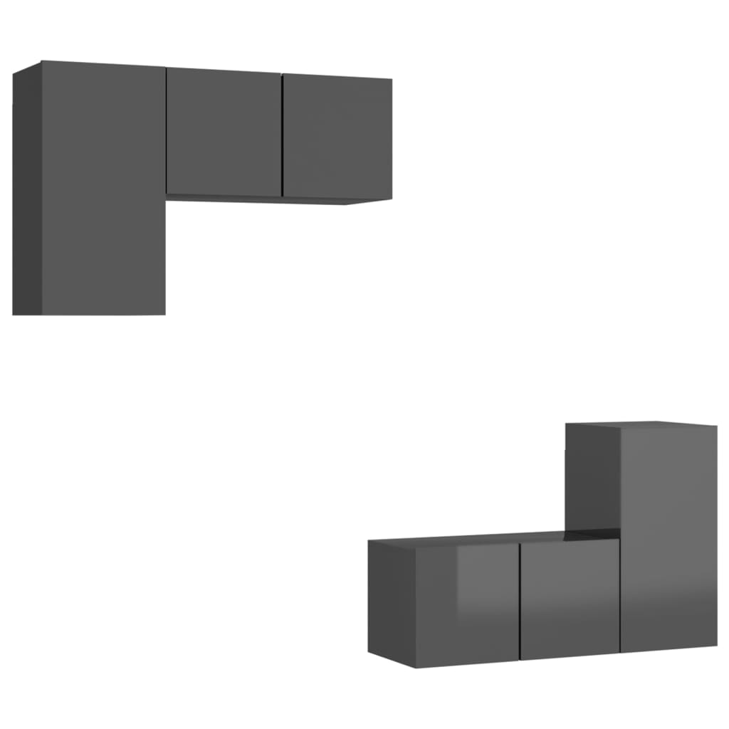 4-tlg. TV-Schrank-Set Weiß Holzwerkstoff