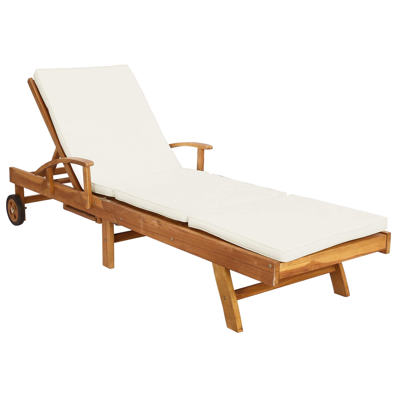 Sonnenliege 1-Person Braun Massivholz Teak