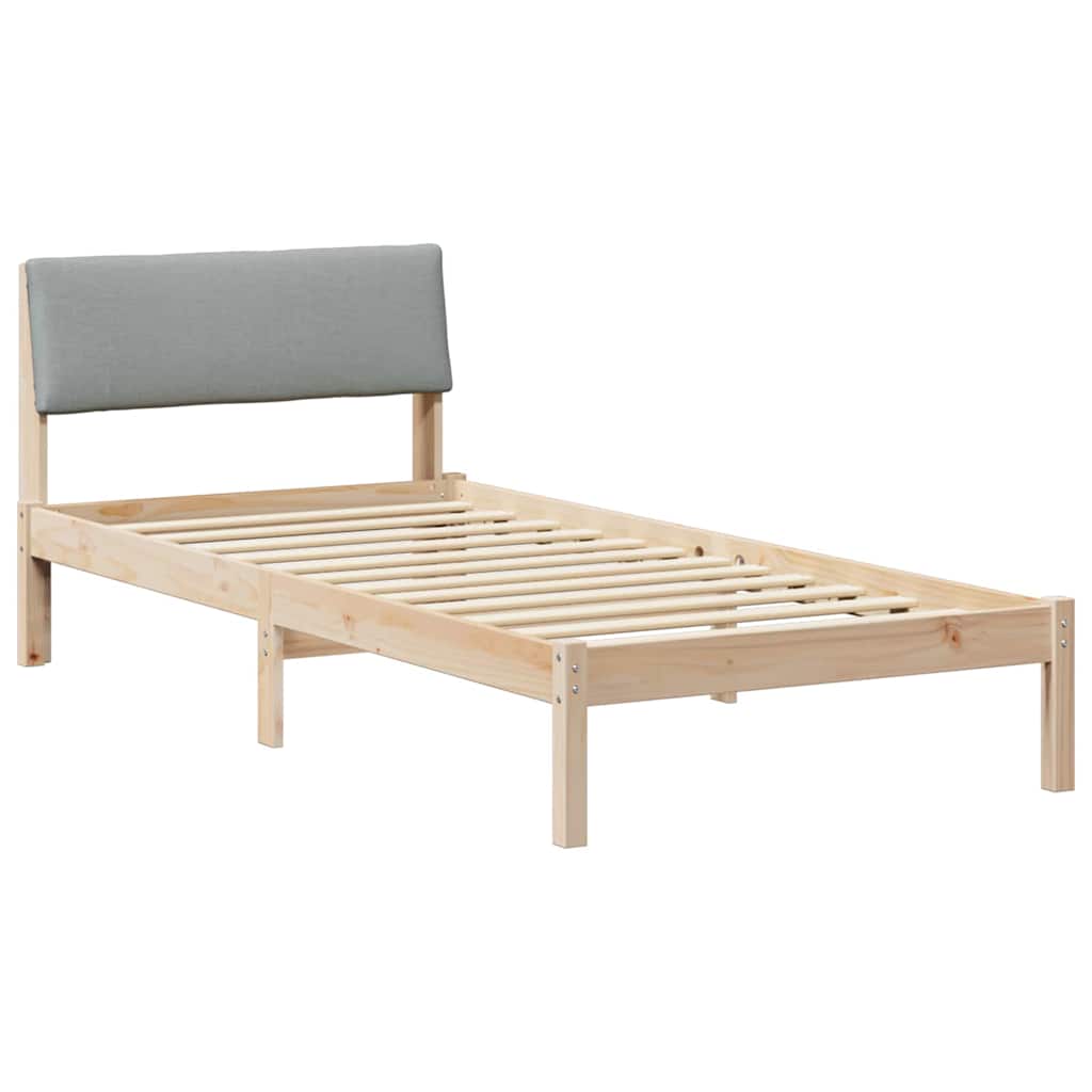 Bettgestell Braun und hellgrau 200 x 200 cm Massivholz Kiefer