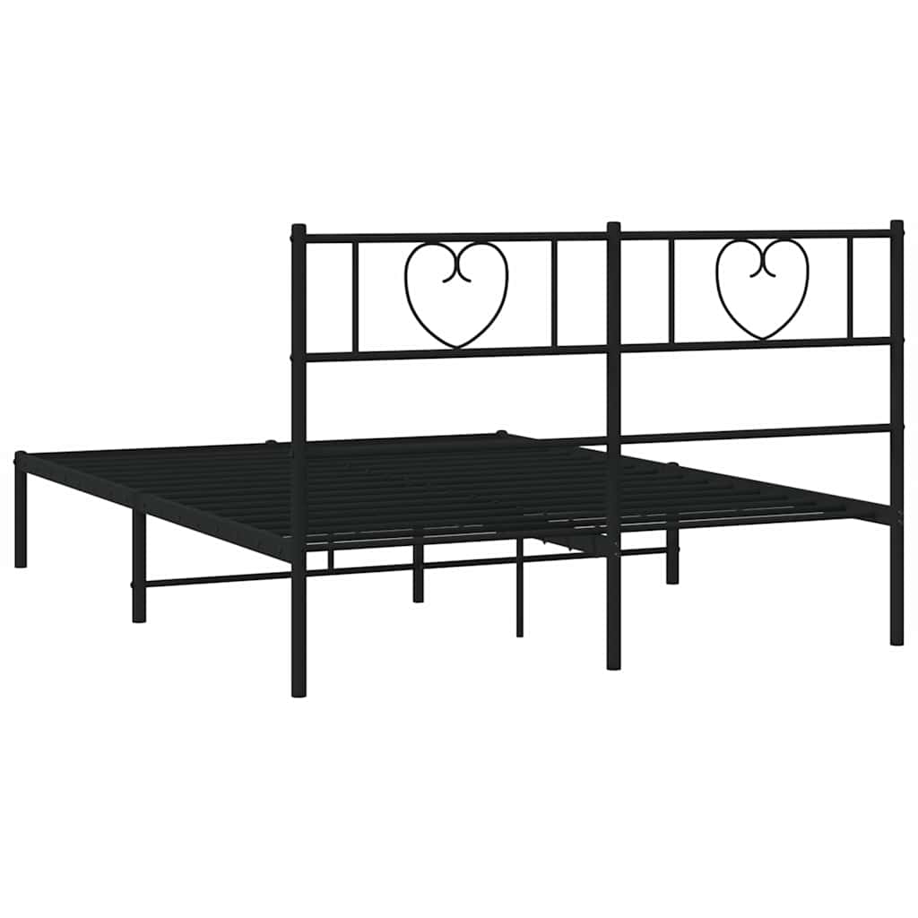 Bettgestell mit Kopfteil Metall Schwarz 100x190 cm