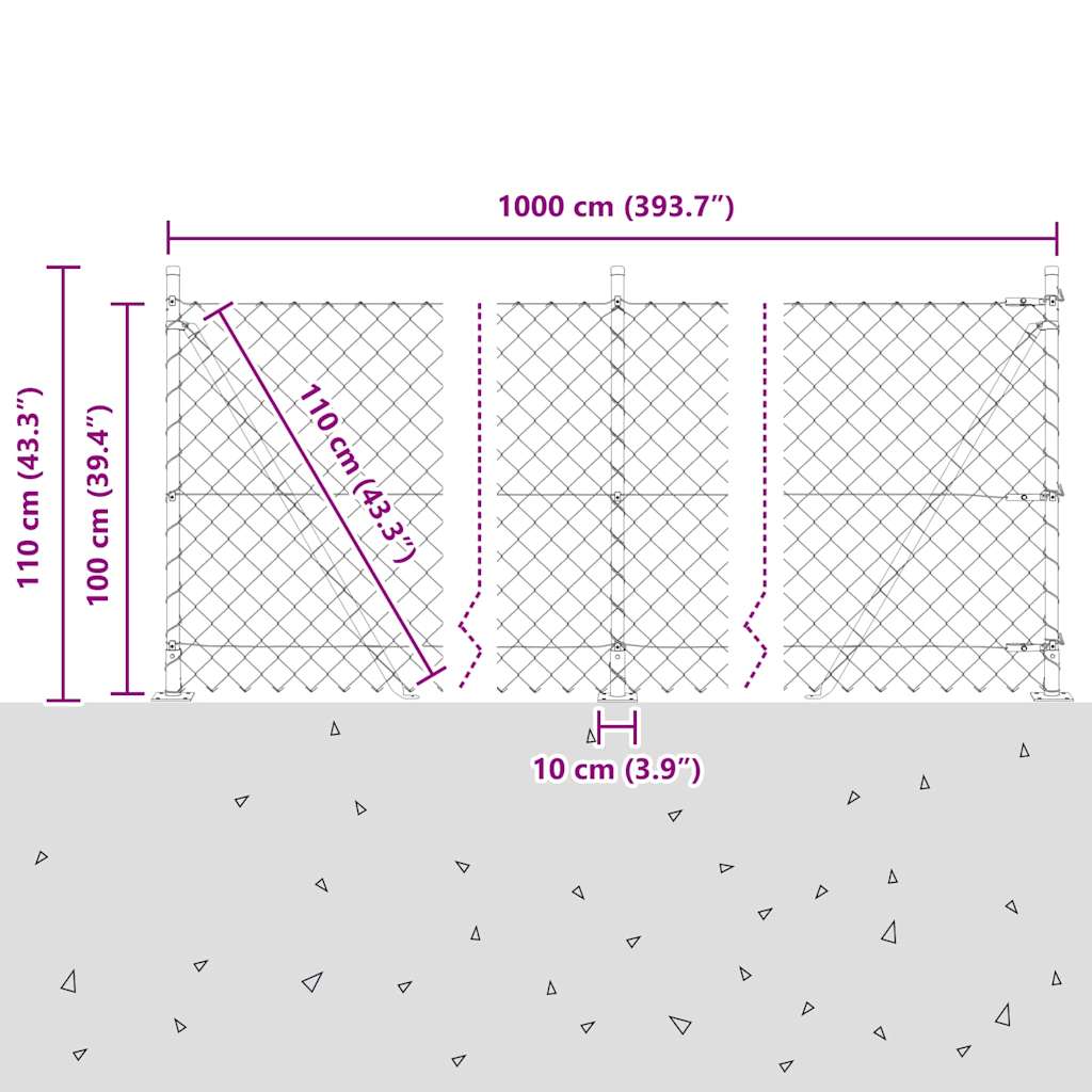Outdoor Kettenglied-Zaun Erdfixierung 10 x 0,4 m Grün Netz