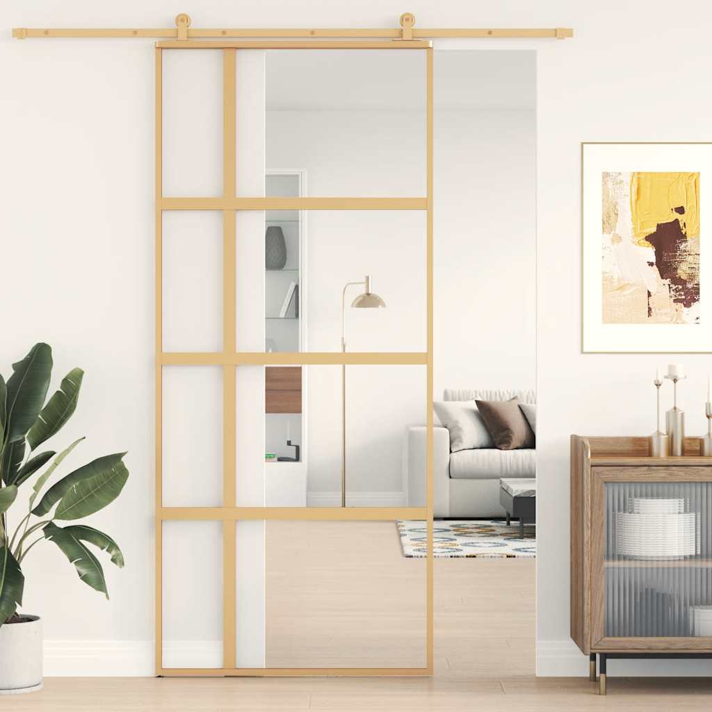 Schiebetür ESG-Glas und Aluminium 76x205 cm Schwarz