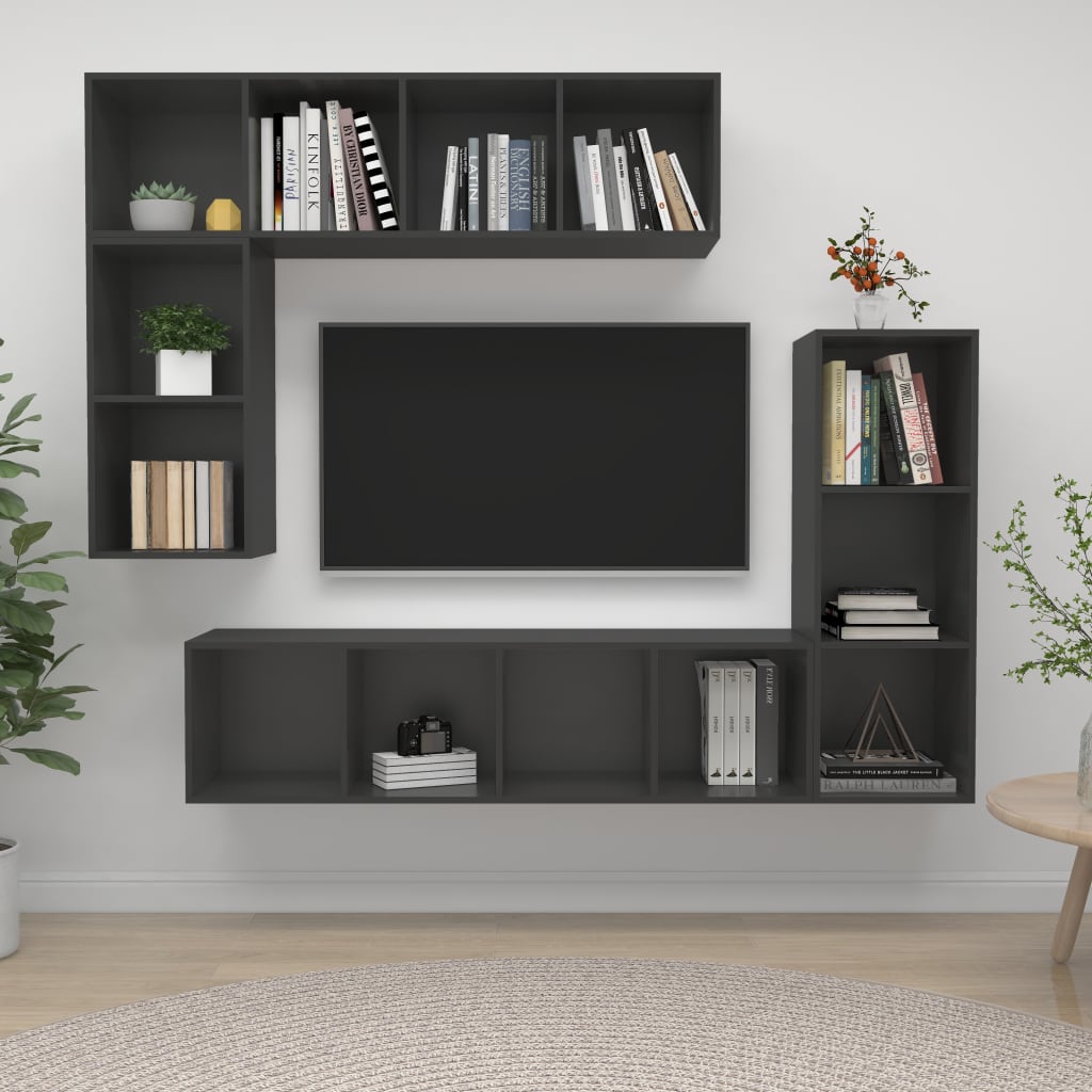 4-tlg. TV-Schrank-Set Weiß Holzwerkstoff