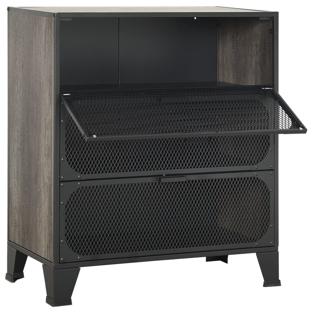 Lagerschränke 2 Stk. Rustikal Braun 72x36x82 cm Metall und MDF