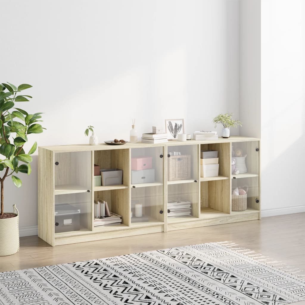 Bücherschrank mit Türen Weiß 204x37x75 cm Holzwerkstoff