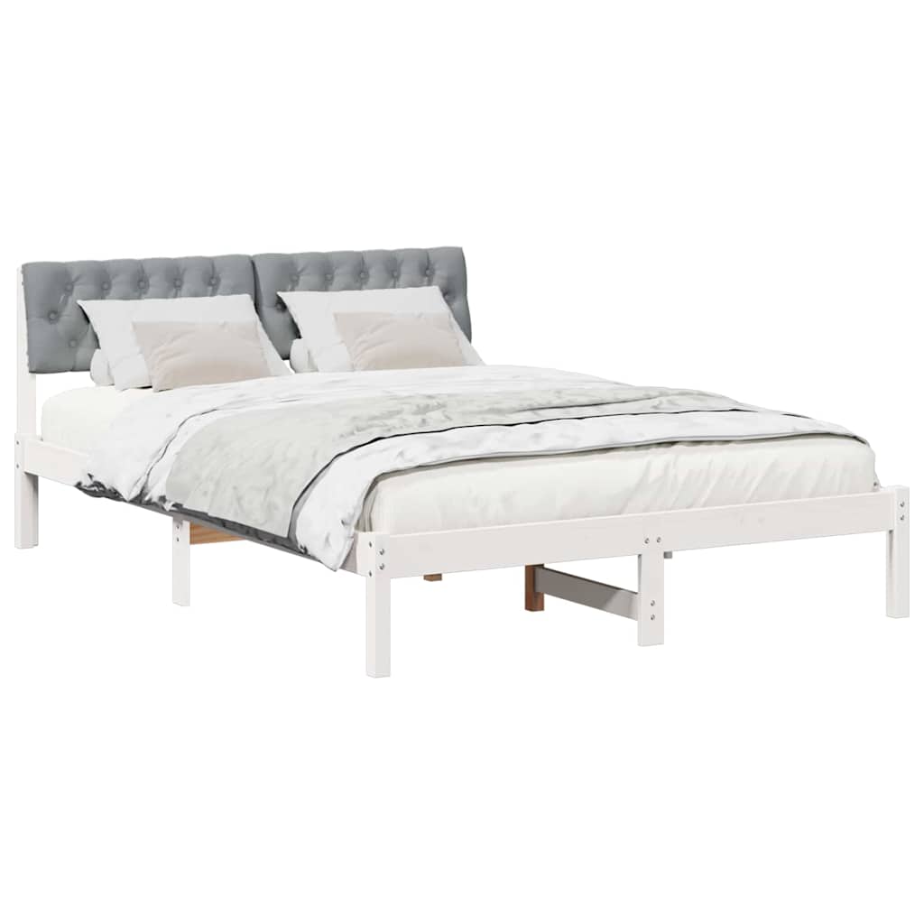 Bettgestell Braun und hellgrau 200 x 200 cm Massivholz Kiefer