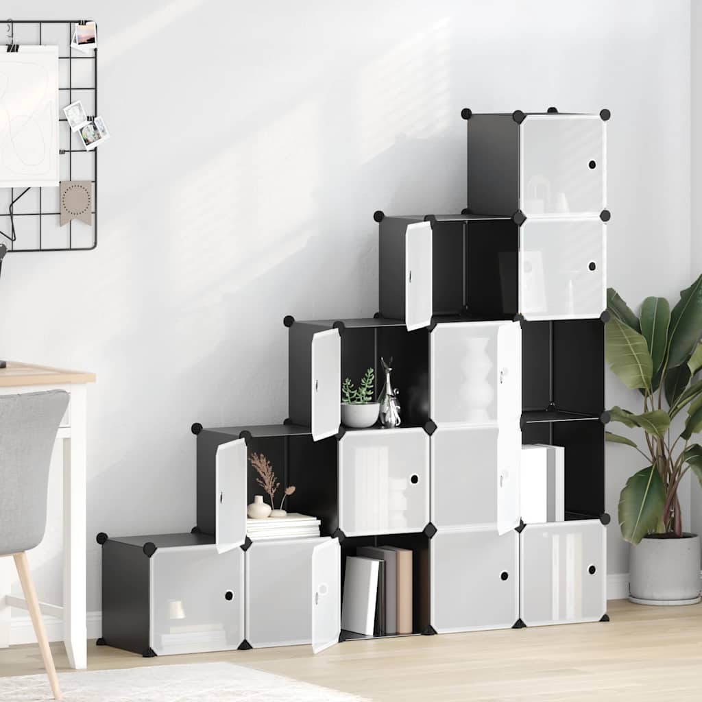Regalsystem mit 12 Würfeln Schwarz PP
