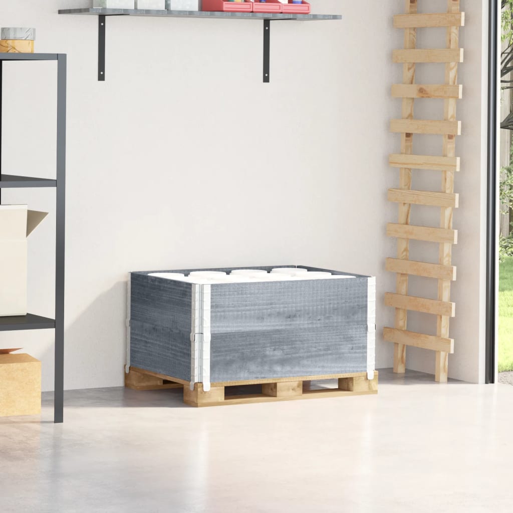Paletten-Aufsatzrahmen Schwarz 80x60 cm Massivholz Kiefer