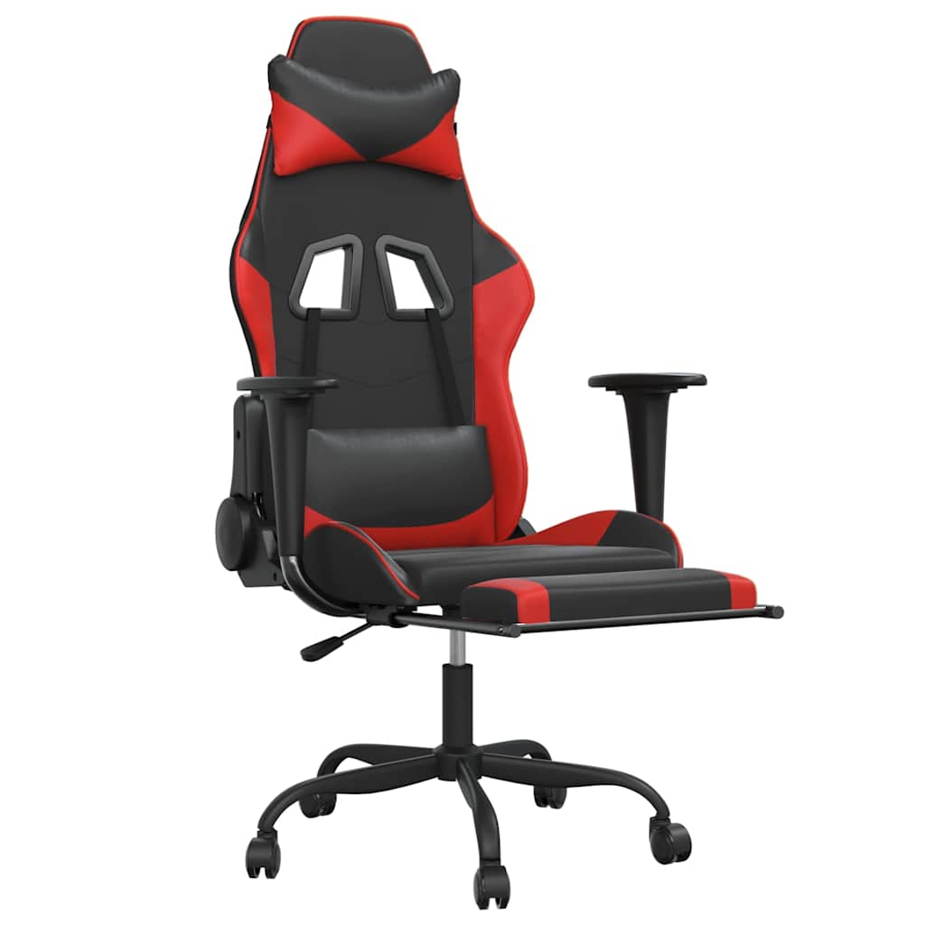 Gaming-Stuhl mit Massagefunktion Schwarz und Rot Kunstleder