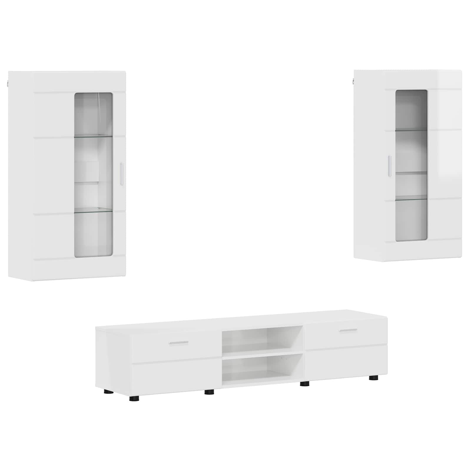 Highboard mit Regal FLORIN Weiß 60 x 35 x 182 cm Holzwerkstoff
