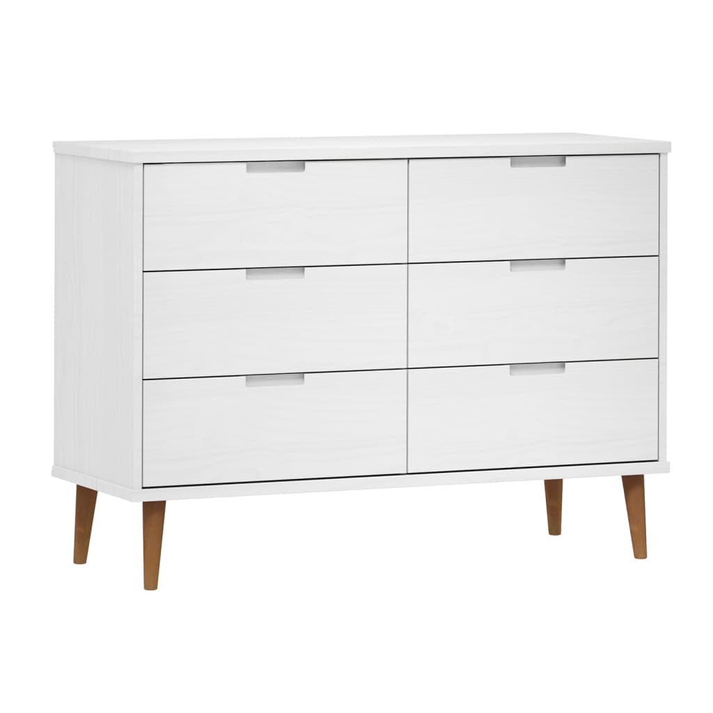 Schubladenschrank MOLDE Braun 113x40x80 cm Massivholz Kiefer