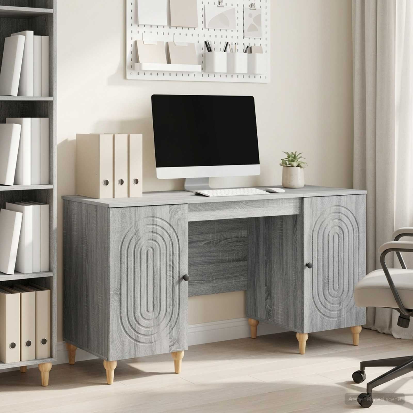 Schreibtisch mit Regal Schwarz 142,5 x 50 x 75 cm Holzwerkstoff