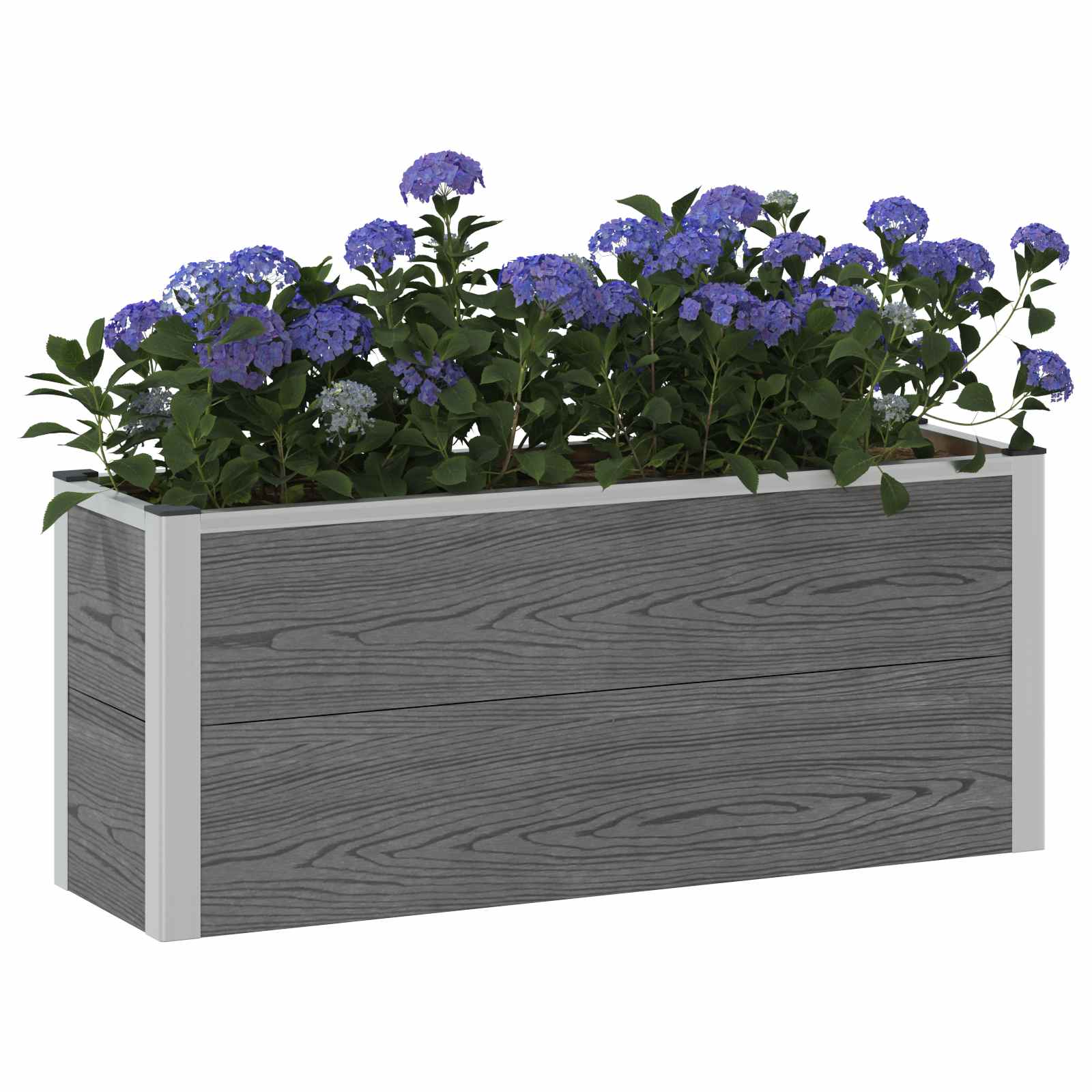 Hochbeet Grau 50 x 30 x 22 cm WPC und Aluminium
