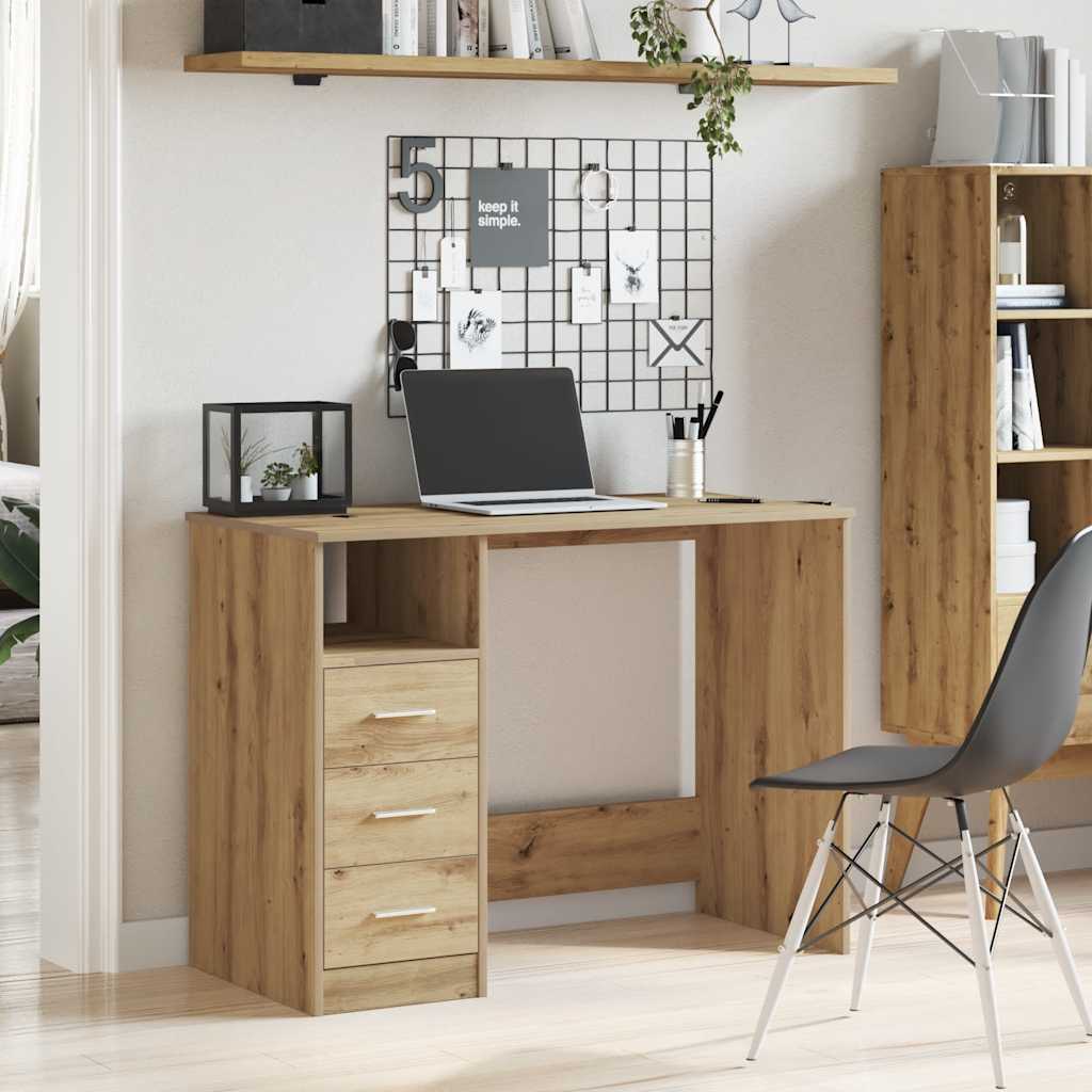 Schreibtisch mit Schubladen Weiß 102x50x76 cm Holzwerkstoff