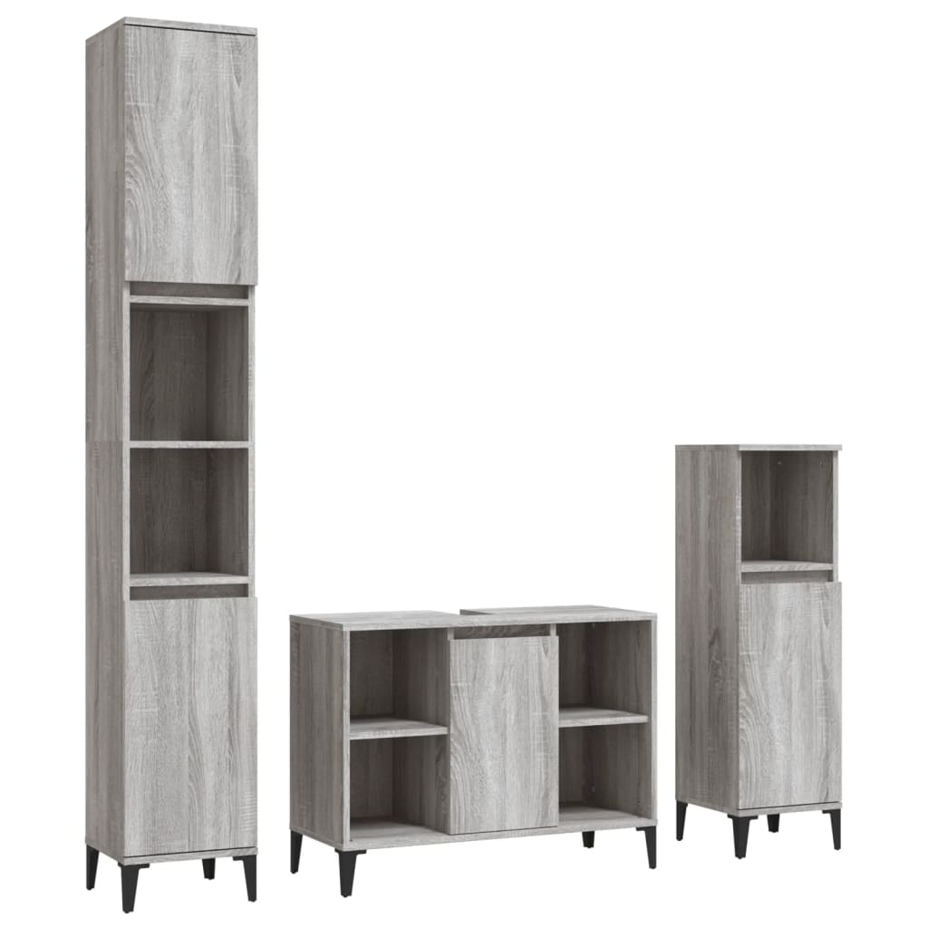 3-tlg. Badmöbel-Set Räuchereiche Holzwerkstoff