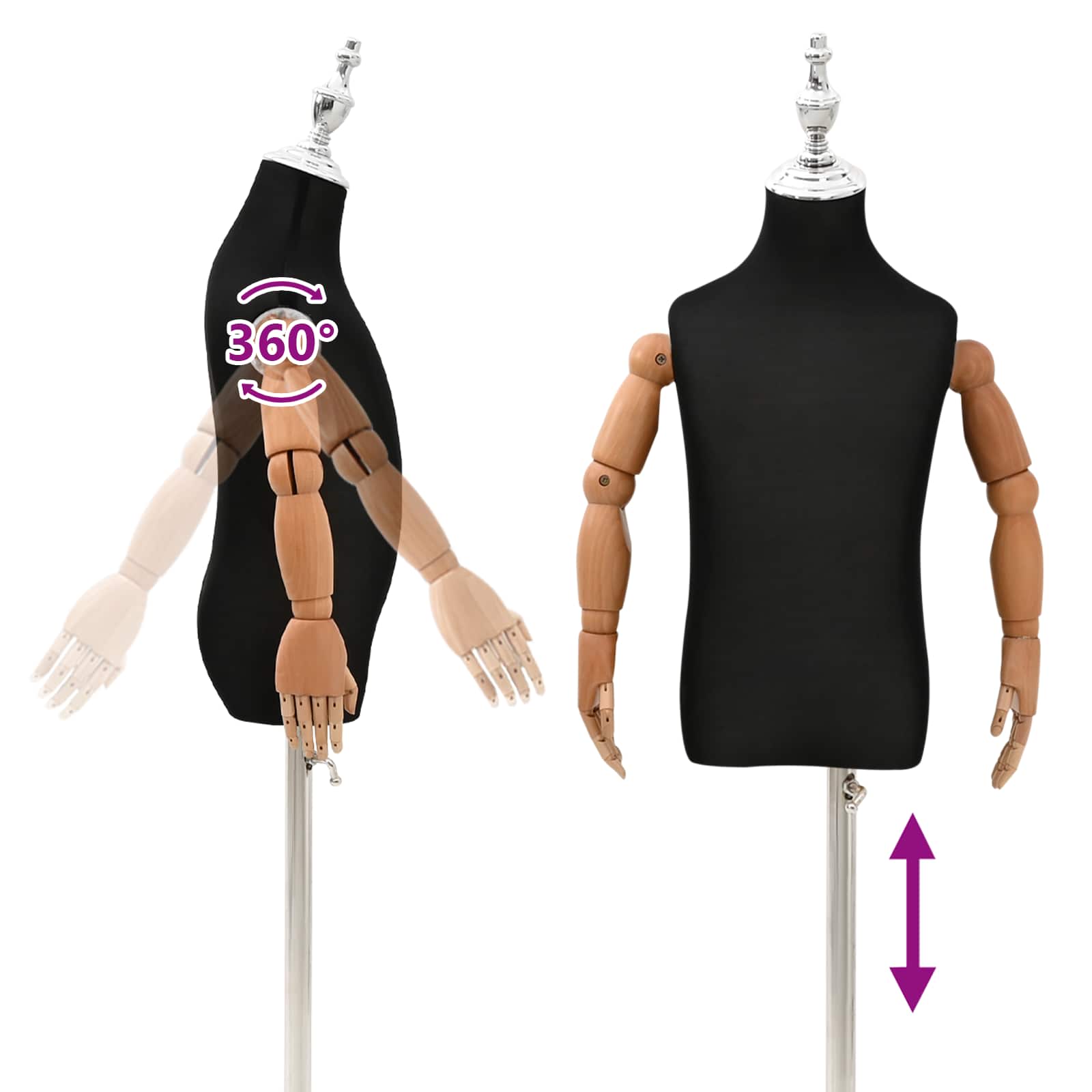 Verstellbares 120-150 cm Mannequin mit Basis Unisex PP Weiß