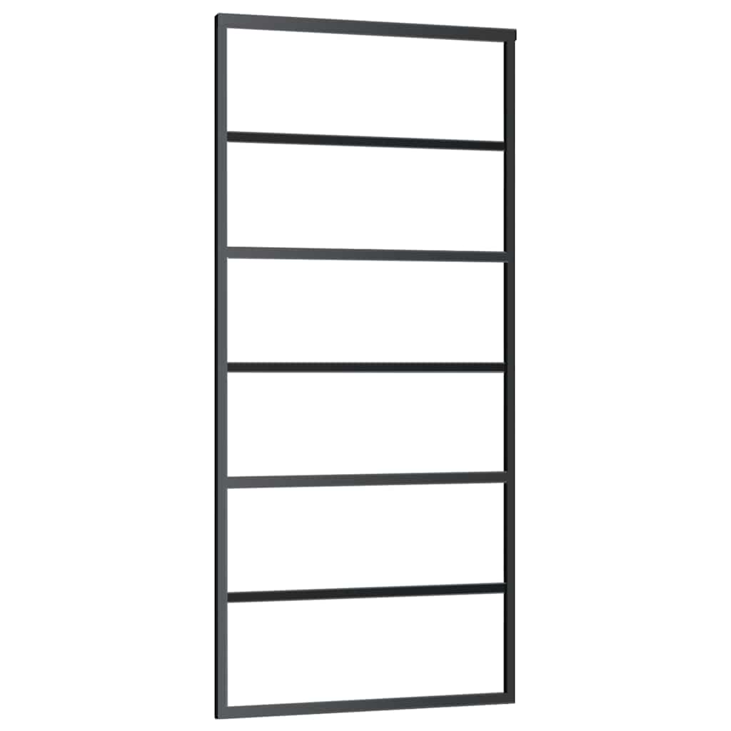 Schiebetür mit Beschlag Schwarz 76x205 cm ESG-Glas