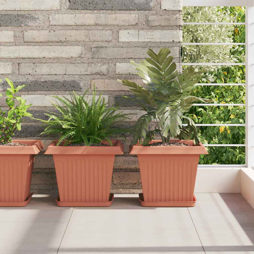 Blumentöpfe 6 pcs Ziegelrot 20 x 20 x 16 cm Kunststoff