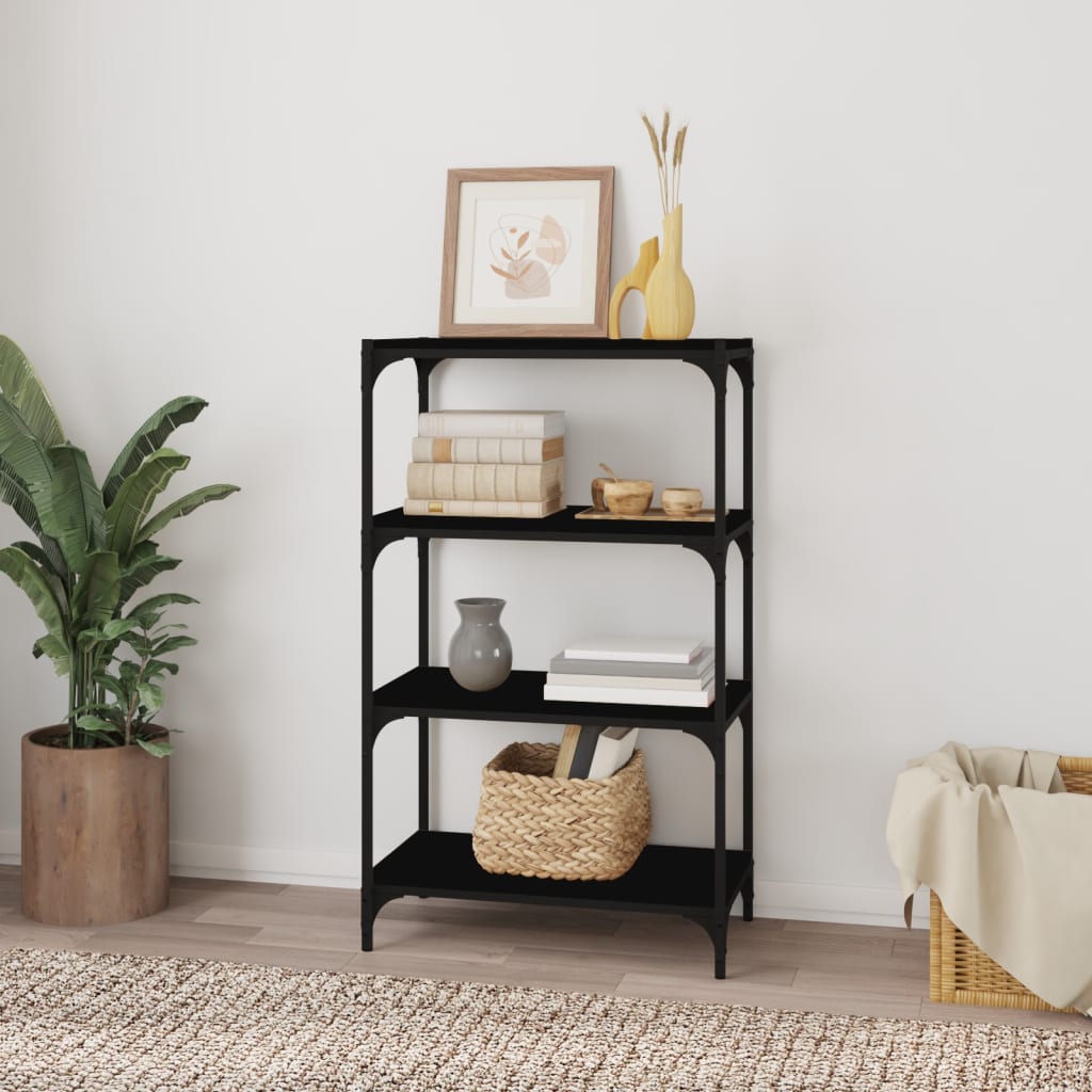 Bücherregal Schwarz 40x33x70,5 cm Holzwerkstoff und Stahl
