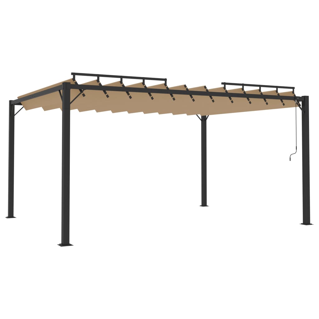 Pergola mit Lamellendach 3x3 m Creme Stoff und Aluminium