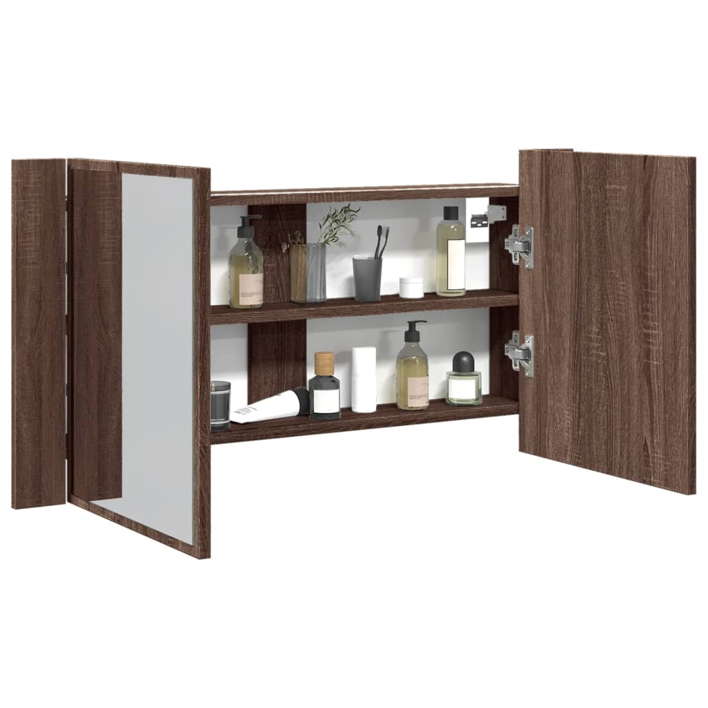 LED-Bad-Spiegelschrank Grau 90x12x45 cm Acryl