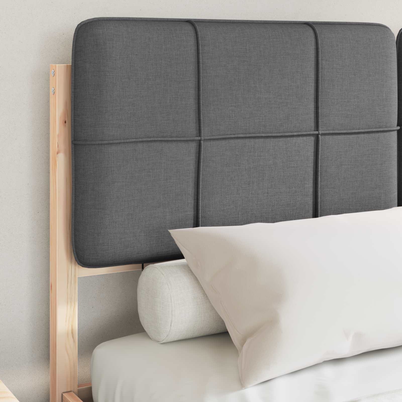 Bettgestell mit gepolstertem Kopfteil Hellgrau 200 x 200 cm