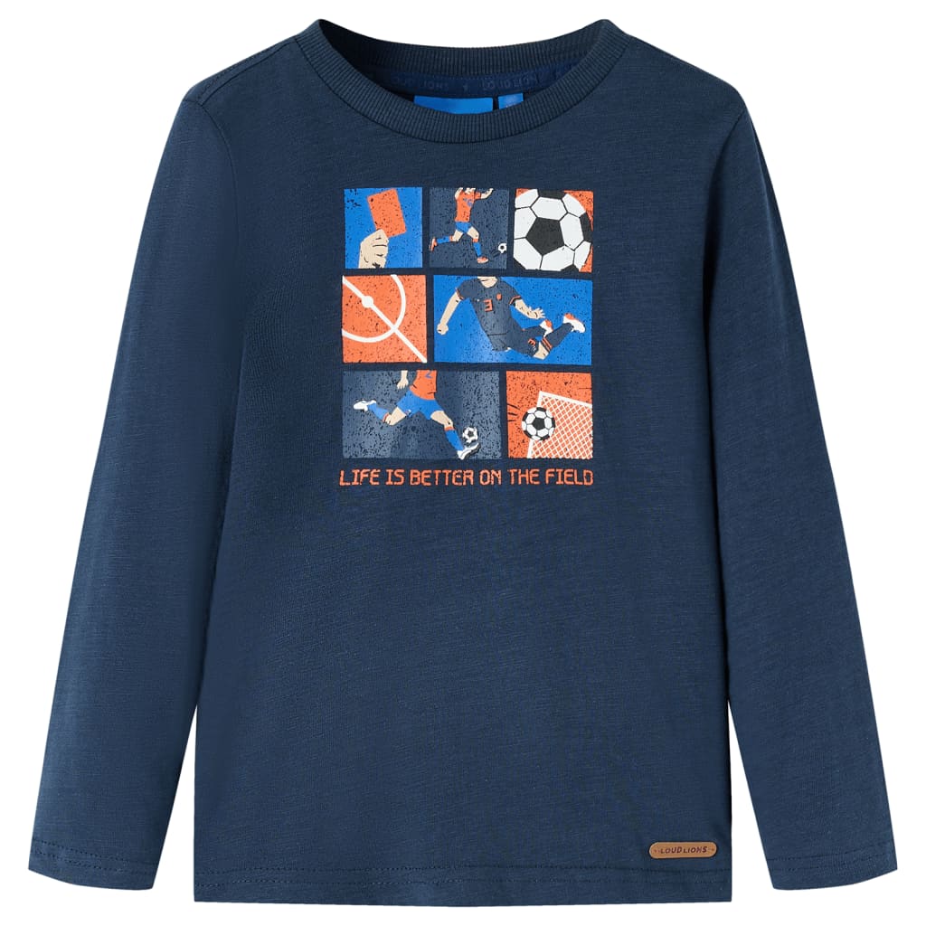 Kinder-Langarmshirt Marineblau Melange 116