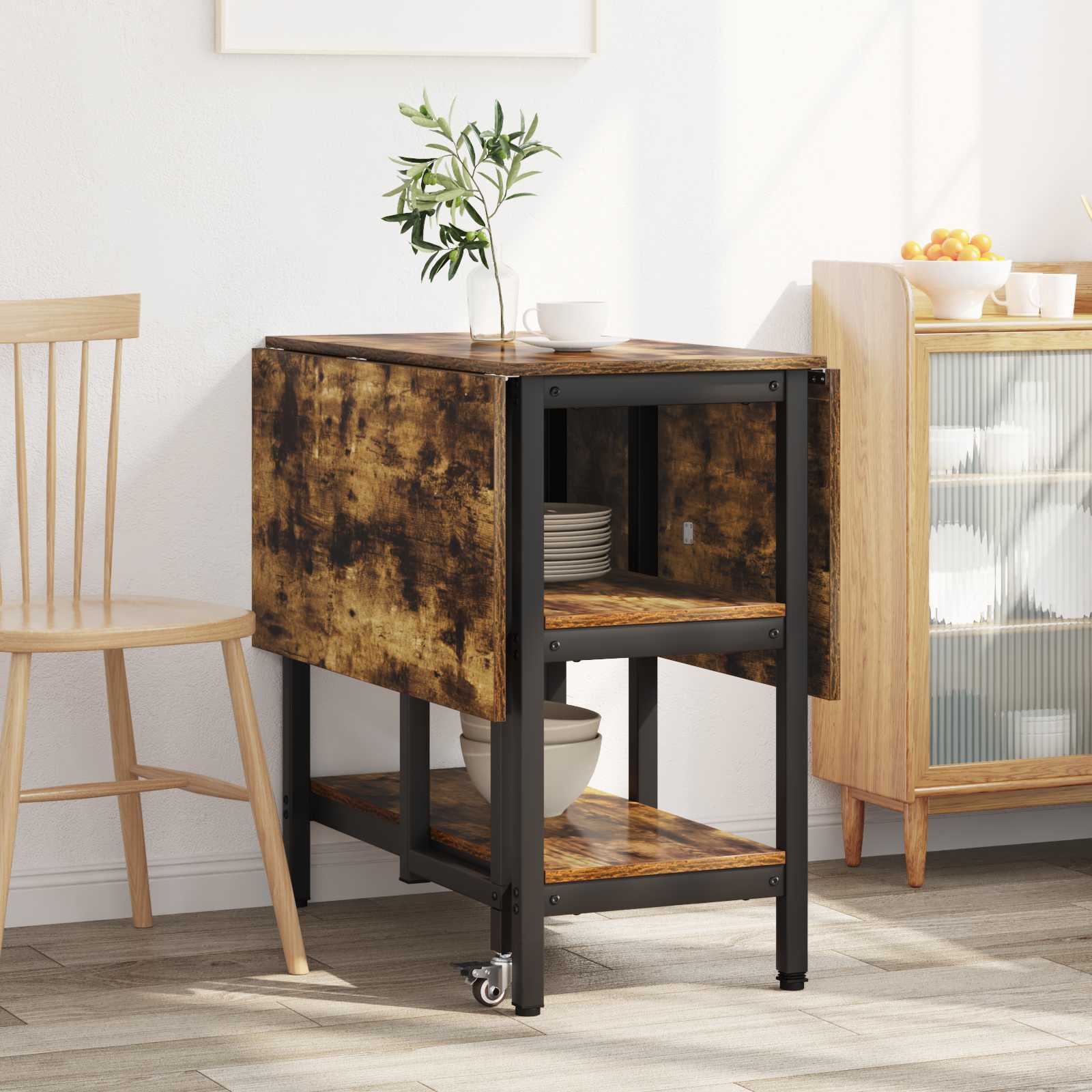 Esstisch 122 x 80 x 76,5 cm Holzwerkstoff Schwarze Eiche