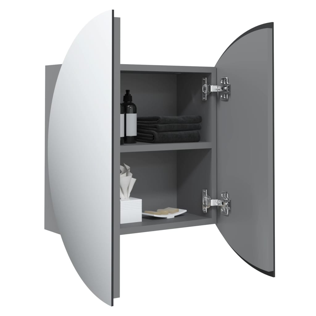 Badezimmerschrank mit Rundem Spiegel & LED Weiß 40x40x17,5 cm