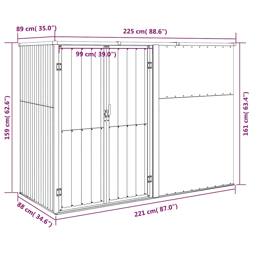Gerätehaus Grün 88x89x161 cm Verzinkter Stahl