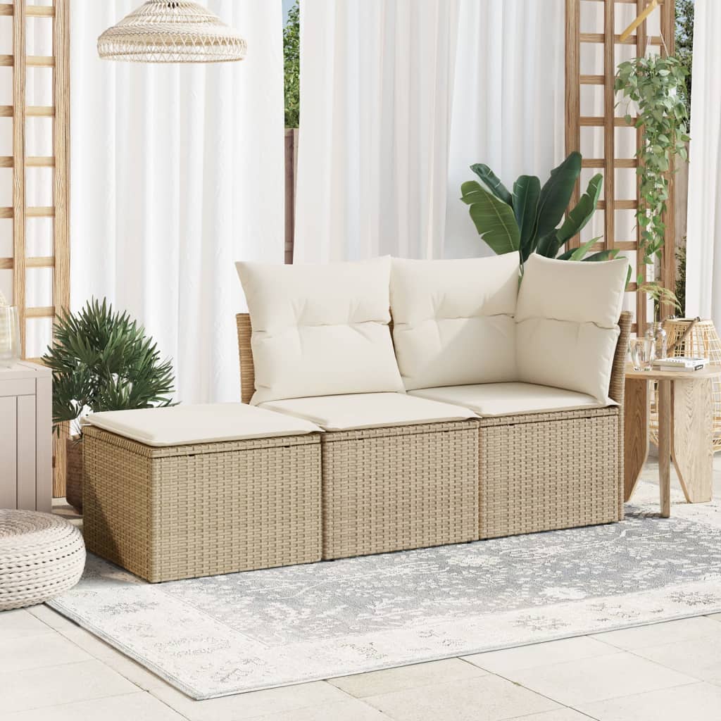 Gartenhocker mit Kissen Schwarz 55x55x37 cm Poly Rattan