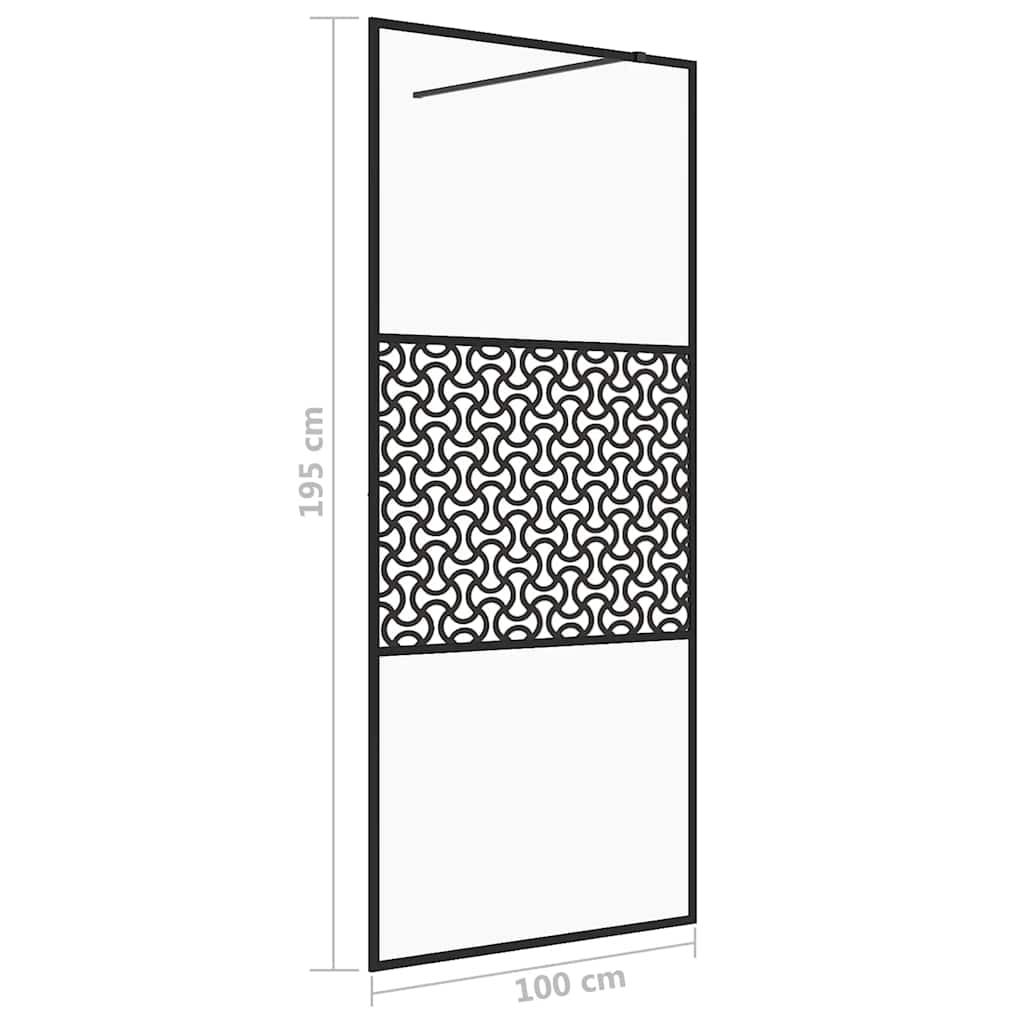 Duschwand für Begehbare Dusche Schwarz 100x195 cm ESG-Glas Klar