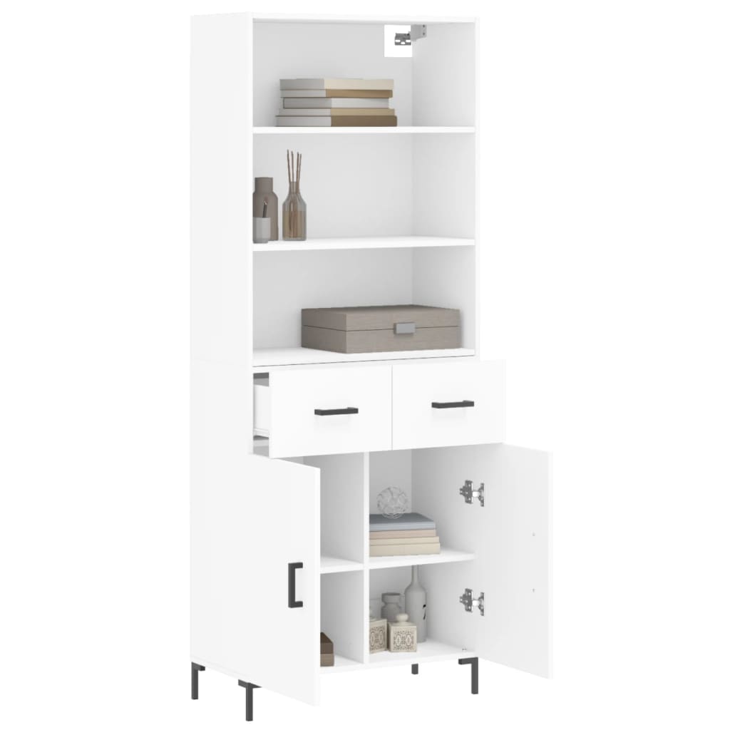 Highboard Hochglanz-Weiß 69,5x34x180 cm Holzwerkstoff