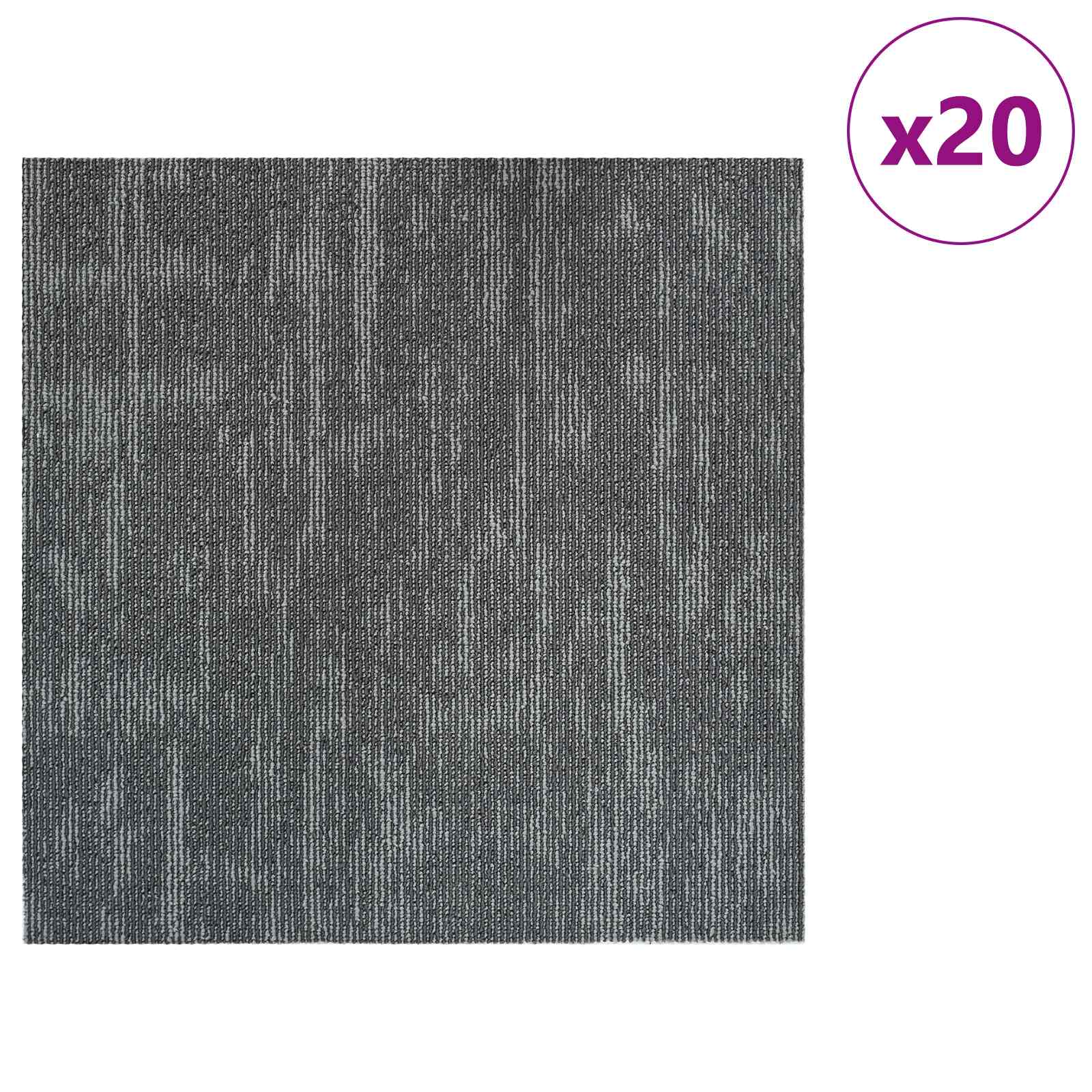 Teppichfliese Hellgrau mit Streifen 50 x 50 cm 4 pcs
