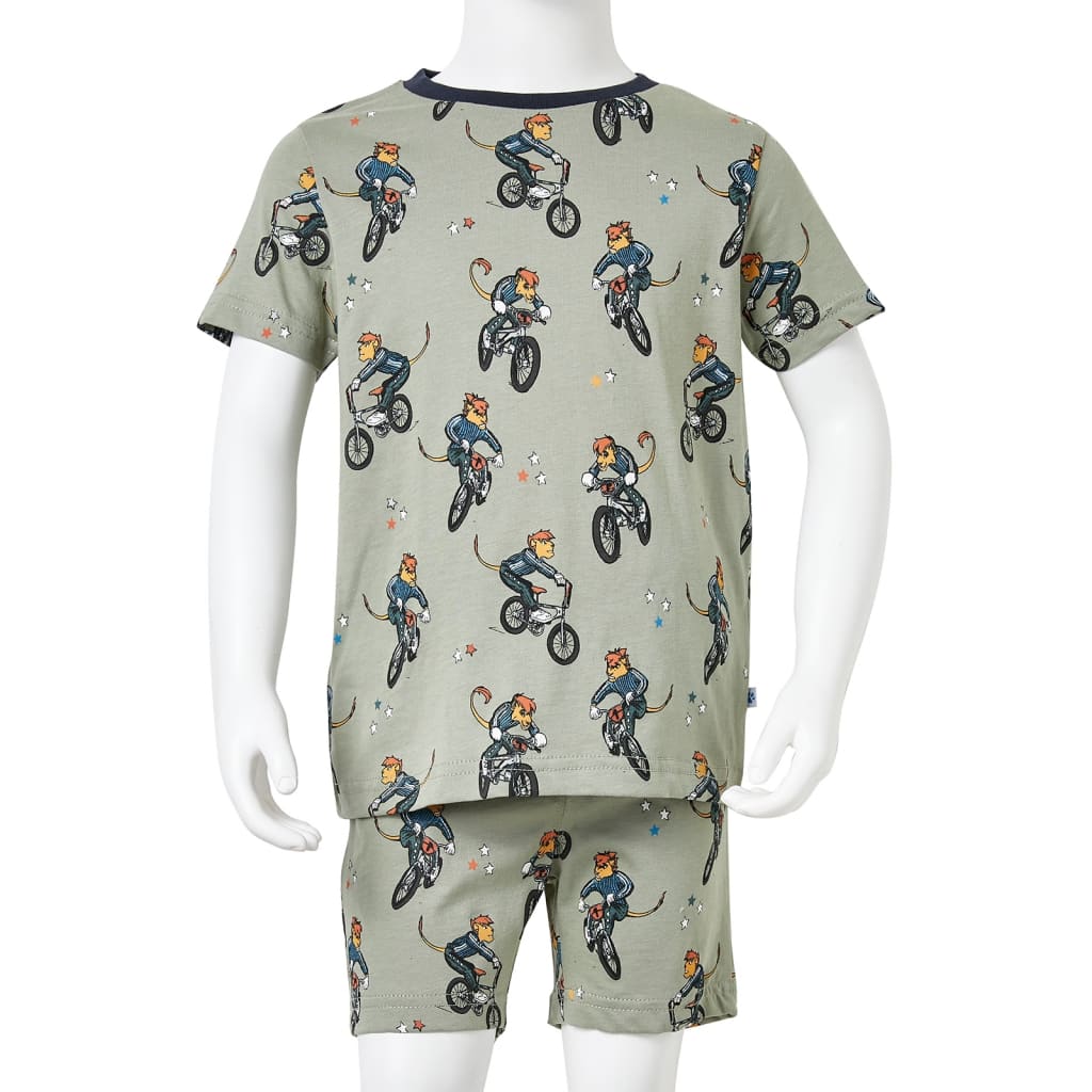 Kinderpyjama mit Kurzen Ärmeln Hellkhaki 92