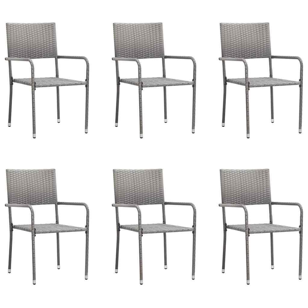 Garten-Essstühle 6 Stk. Stapelbar Schwarz Polyrattan