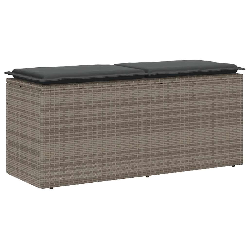 Gartenbank mit Kissen Schwarz 110x40x44 cm Poly Rattan